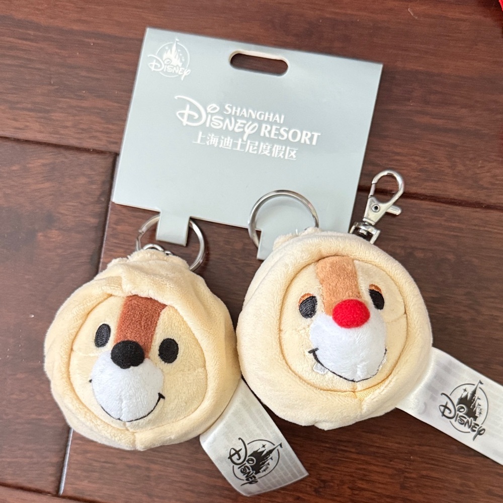 Exclusive Disney Shanghai Resort Soup Dumpling Chip & Dale Plush Keychains